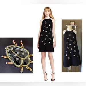 Victoria Beckham for Target Black Embellished Bug Mini Halter Dress, Women Small